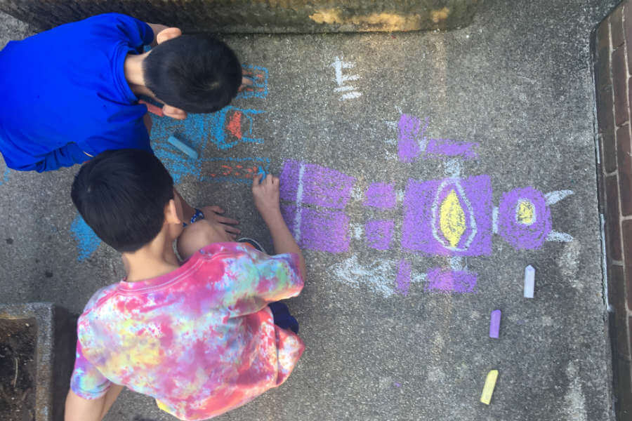 Chalk drawings, children who grow too quickly, and highlights of a full week in rhyme (7 Quick Takes)