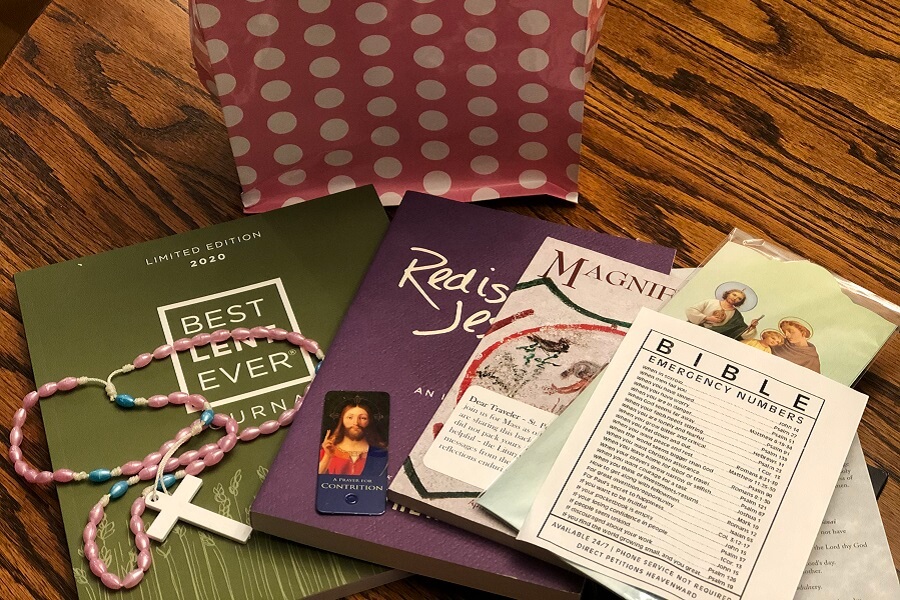 A goody bag from church, charcuterie, the story of a super ball, and our Lenten prayer basket (7 Quick Takes)