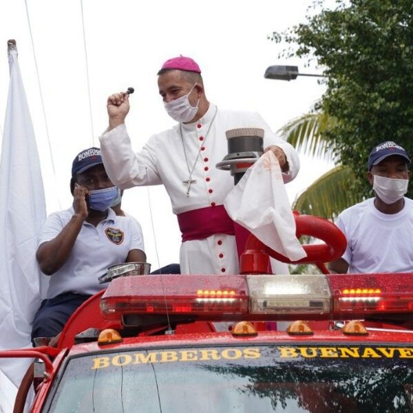 Bishop sprays holy water from firetruck to ‘cleanse’ Colombian city