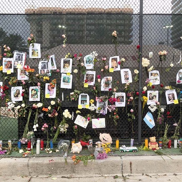 Makeshift memorial near collapsed condo tower is reflection of humanity