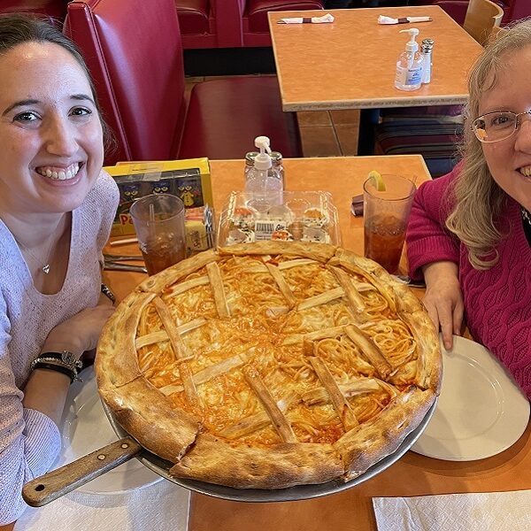 Spaghetti pizza with a friend and Thanksgiving feasting