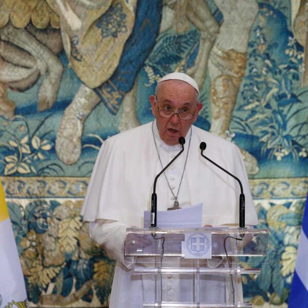 In Greece, Pope expresses concern for democracy’s decline in Europe