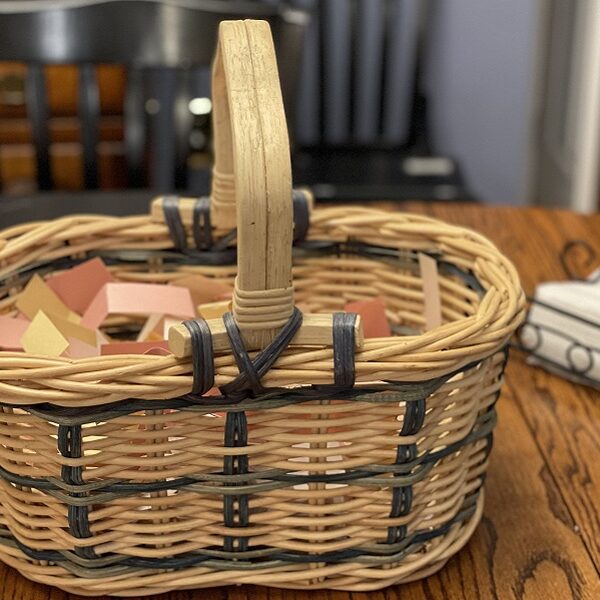 Our Lenten prayer basket, a hole-y surprise, and a nice number of bananas (7 Quick Takes)