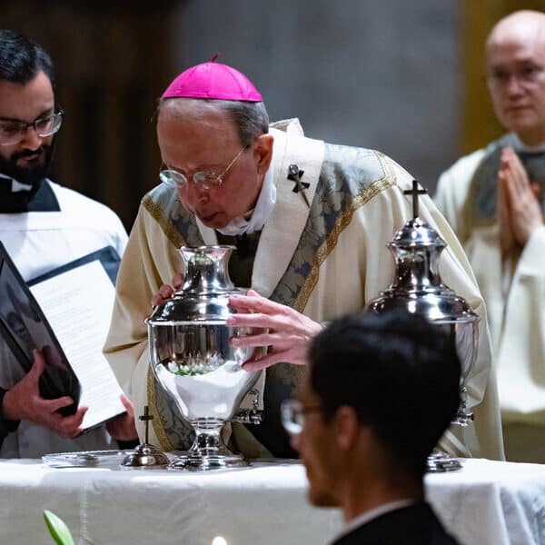 Archbishop Lori blesses holy oils at packed chrism Mass