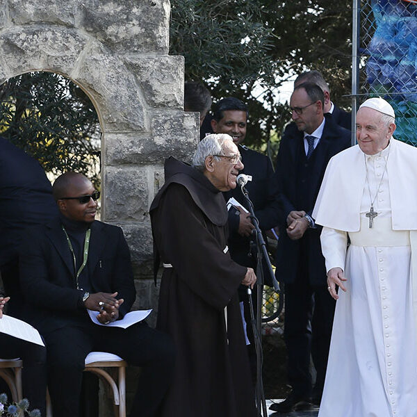 Meeting migrants, pope warns civilization risks being ‘shipwrecked’