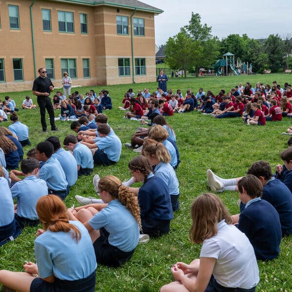 Frederick students close Marian month with outdoor rosary