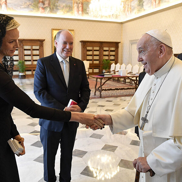 Pope meets with Monaco royalty at Vatican