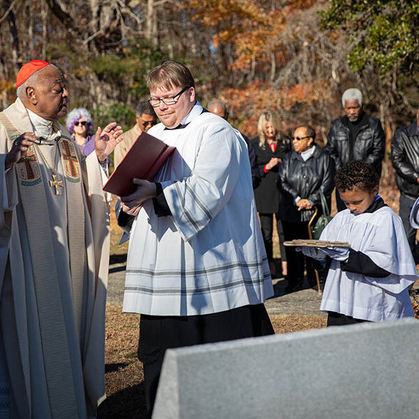 Cardinal Gregory blesses parish cemetery marker honoring enslaved