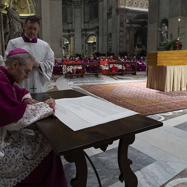 Scroll in Benedict’s casket briefly summarizes his life and ministry