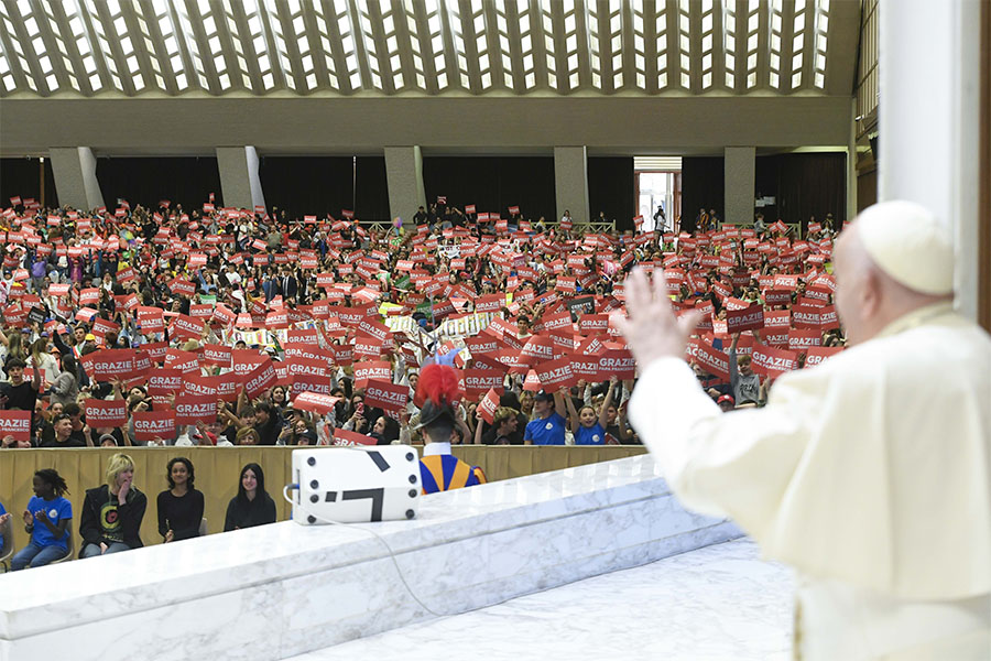 A better world can’t be built ‘lying on the couch,’ pope tells children