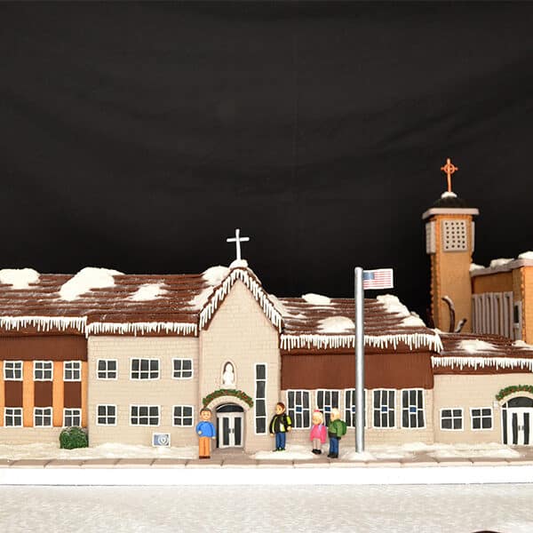 Mother-daughter duo’s gingerbread replica of long-awaited new Catholic school ‘a labor of love’