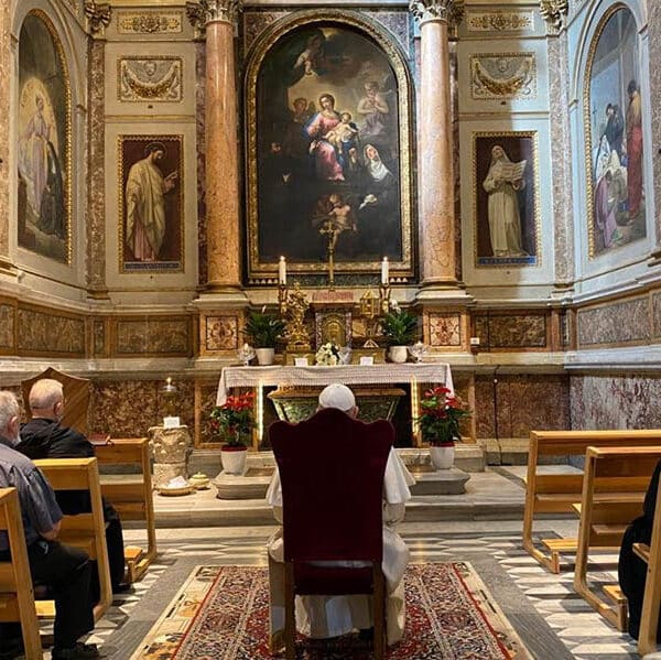 Praying at St. Monica’s tomb at the Augustinian basilica in Rome