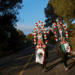 Pilgrims walk through the mountain pass between the Popocatepetl and Iztaccihuatl volcanos