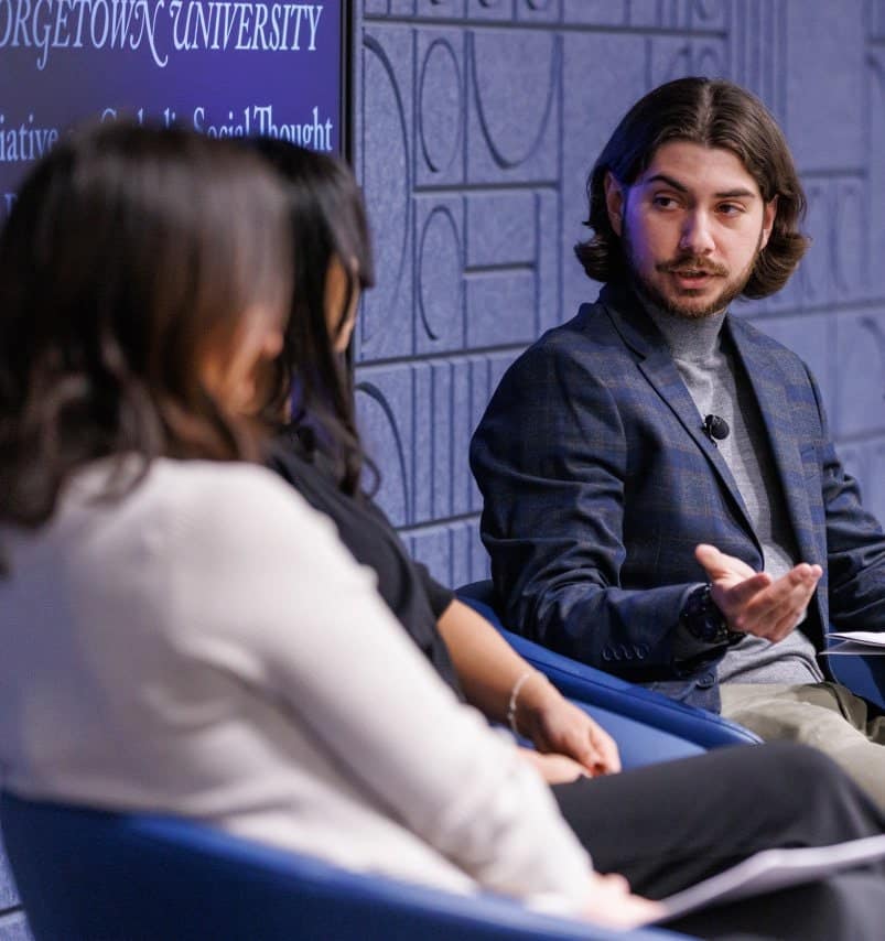 Moderator Christian Soenen, project manager of Georgetown's Initiative on Catholic Social Thought and Public Life