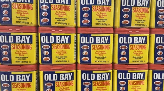 Stacks of Old Bay canisters