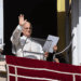 Pope Leo XIV waves to visitors gathered in St. Peter's Square