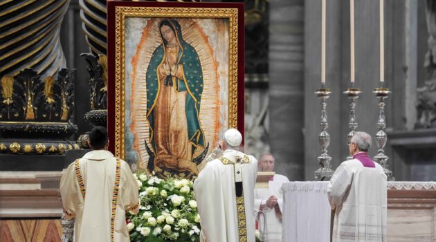 Pope Leo XIV incenses an image of Our Lady of Guadalupe