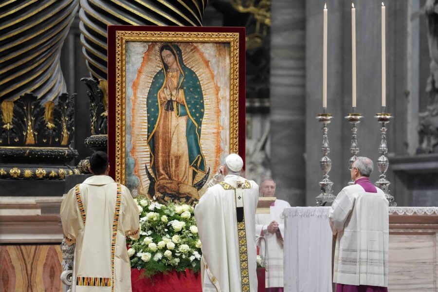 Pope Leo XIV incenses an image of Our Lady of Guadalupe