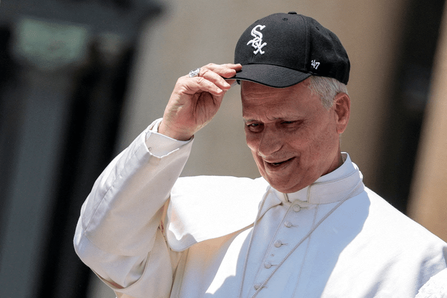 Pope Leo XIV wears a Chicago White Sox baseball cap