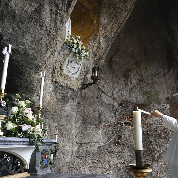 Pope Leo XIV prays at Vatican’s Lourdes grotto for the sick on World Day of the Sick