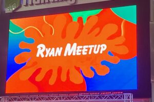 Screen that says "Ryan Meetup" on it