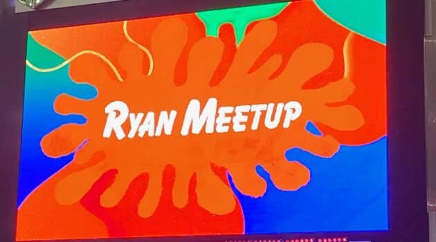 Screen that says "Ryan Meetup" on it